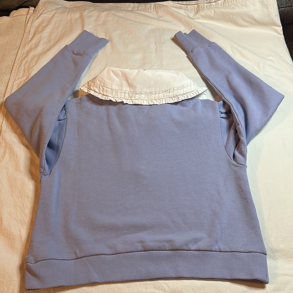 Anthropologie Poplin-Collar V-Neck Sweatshirt Size XXS - Picture 9 of 9